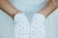 polka dot gloves is a stylish touch to a bridal look