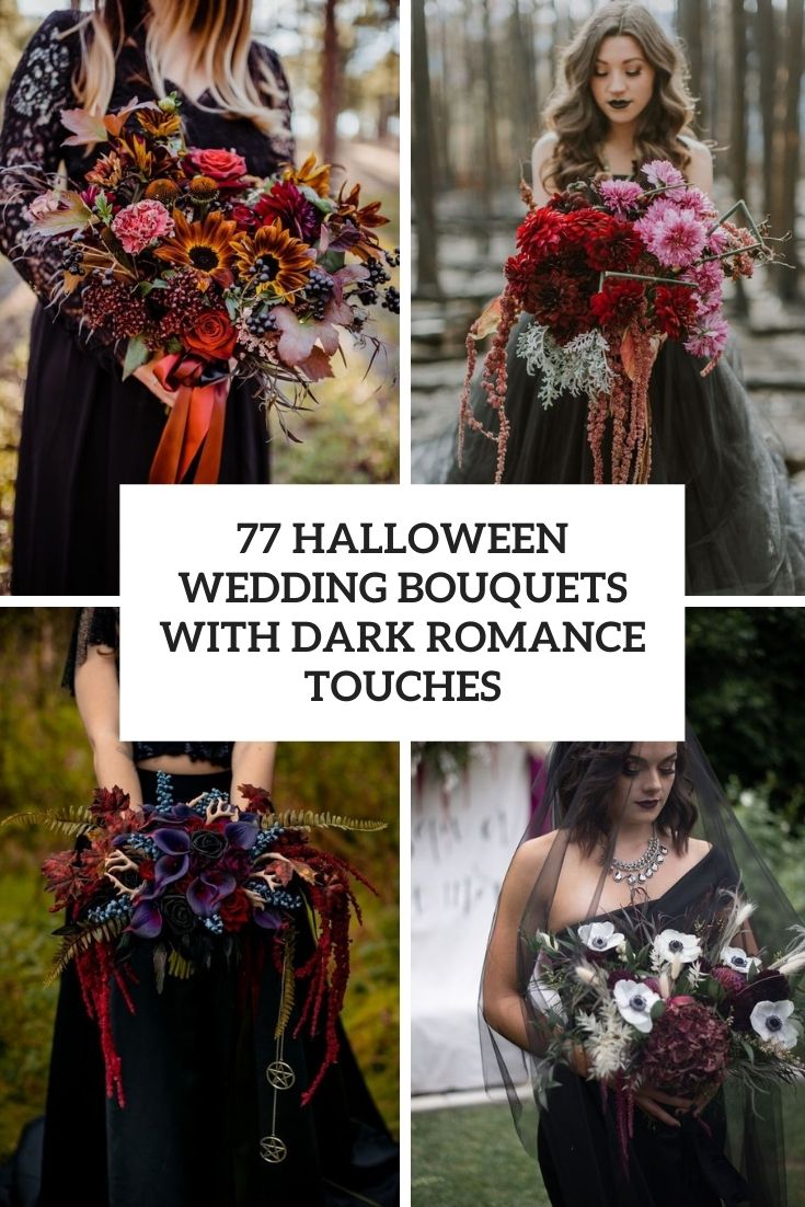 halloween wedding bouquets with dark romance touches cover