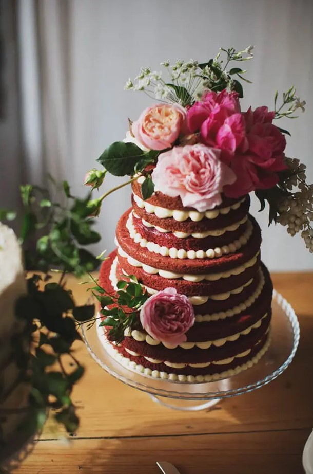 a lovely red velvet wedding cake