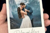 a Polaroid of the couple with calligraphy as a creative photo save the date is a very cool idea for a modern wedding