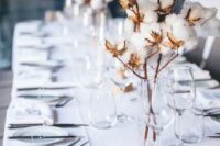 a minimalist winter wedding table setting