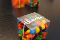 M&Ms candies in boxes are timeless Christmas wedding favors and they can be also rocked for other weddings, too
