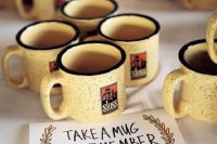 camp mugs can be given as favors at a Christmas camp wedding or they can be used at many other weddings, too
