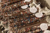 chocolate with confetti on top are delicious crowd-pleasing Christmas wedding favors to give