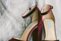 comfortable burgundy velvet block heels with ankle straps won’t make you want to get rid of them
