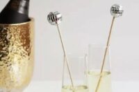 make a set of disco ball drink stirrers for your New Year’s Eve wedding or for just glam and fun one