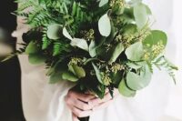 mix some eucalyptus and herbs in with your evergreens for a great smelling and modern looking bouquet