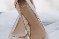 sheer wedding shoes with rose gold rhinestones for a glam, chic and bold bridal look
