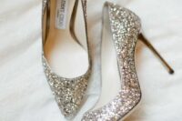 silver glitter wedding high heels will make any look more refined and chic at once