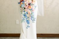 a beautiful pastel cascading wedding bouquet of blush, pink and blue blooms is a gorgeous idea for a spring or summer wedding
