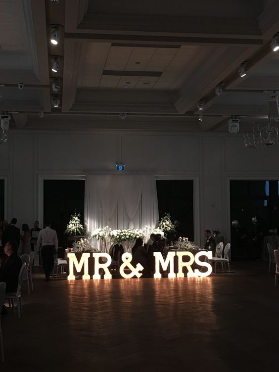MR and MRS marquee letters are great to style a wedding venue, they will never go out of style