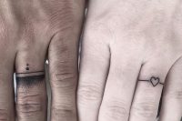 a little heart ring and an abstract one on the ring fingers are amazing for a couple, on your wedidng day or not