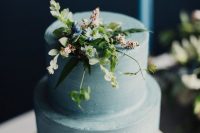 a charming serenity blue wedding cake design