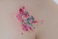 a watercolor heart-shaped tattoo is a very cute and fun idea and it can be placed everywhere