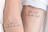 chic matching calligraphy tattoos on the forearms are right what you need to commemorate your love