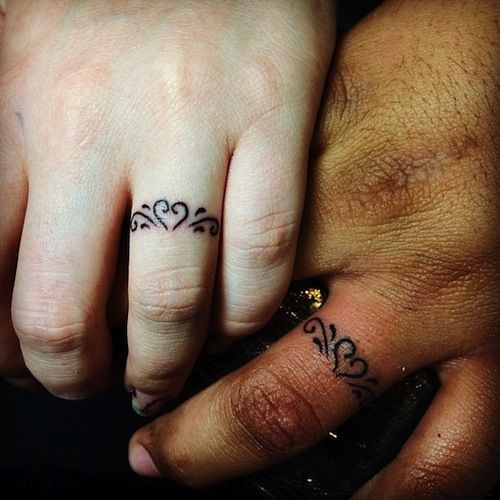 creative heart ring tattoos are cute for couples and you won't need any wedding rings