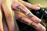 ‘forever his and hers’ wedding tattoo placed on the ring finger is a cool idea for your wedding