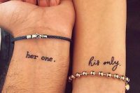 a cool wedding tattoo with words