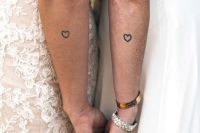 simple heart tattoos on the forearms are a timeless idea that will show you as a couple if they are matching