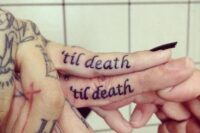 ’til death’ wedding tattoos placed on your ring fingers are a timeless idea for a wedding