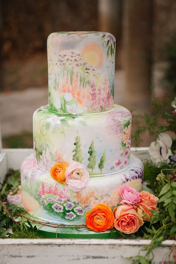 Hand Painted Wedding Cakes