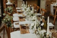 a cozy barn wedding table setting
