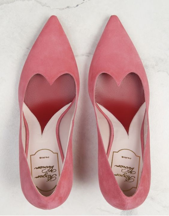 pink heart cutout wedding shoes are amazing for many bridal looks, these are fun and cute ones for any season