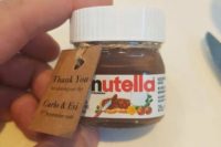 a mini jar with Nutella with tags is a great and delicious idea of a summer wedding favor