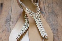 embellished fishtail flat sandals are amazing to finish off your beach bridal look