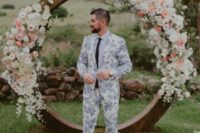 if you are a daring groom, you may rock a floral suit but all the rest should be more or less neutral