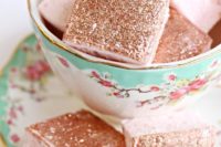 rose marshmallows are perfect summer wedding favors, they are glam, cool and delicious
