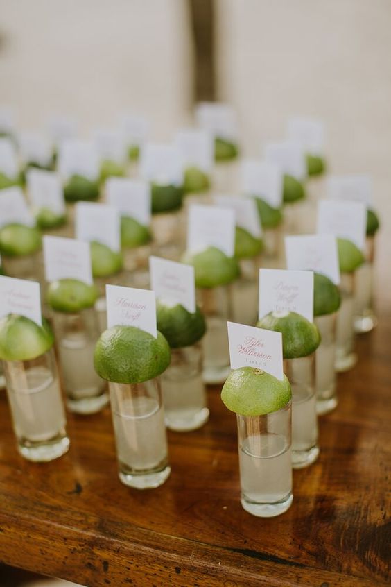 tequila and lime wedding escort cards will make your guests happy and will hint on the location once again