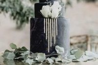 a black marble wedding cake