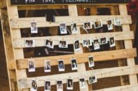 a creative rustic wedding guest book with polaroids