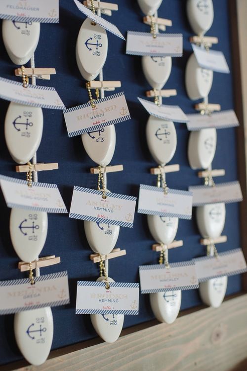 floating key chains are personalized, and also act as seating cards to let guests know which seat to sit at
