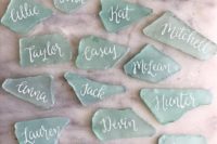 seaglass wedding escort cards are feel like beach and are easy to DIY at the same time