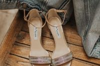 shiny glam embellished ankle strap wedding shoes are a bold touch of glam for your ultimate bridal look
