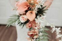 a stylish cascading wedding bouquet