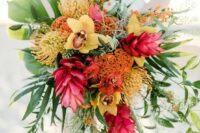 a bright tropical wedding bouquet