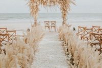 a boho beach wedding ceremony space