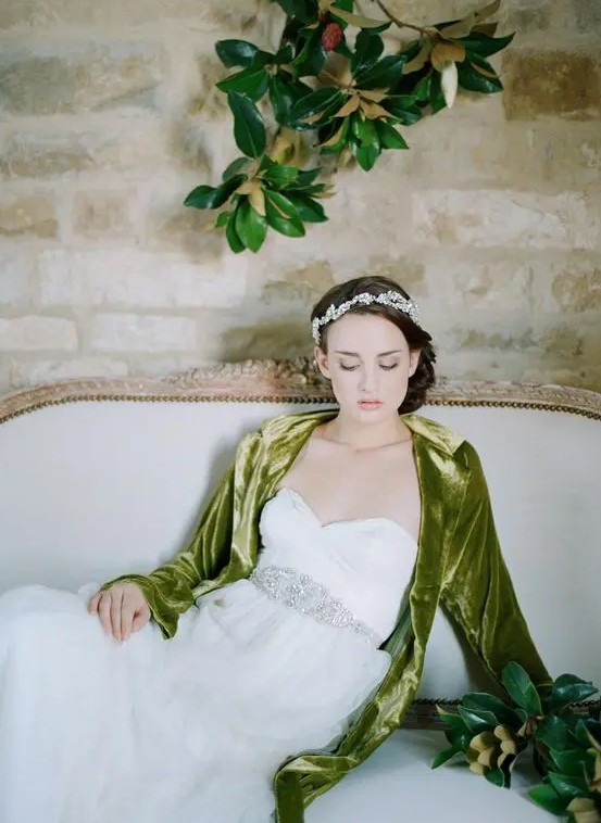 a statement embellished belt and a jewelled tiara for a glam feel in the bridal look