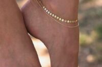 a delicate chain anklet and a gold coin anklet are a lovely pair for wearing it for a boho wedding