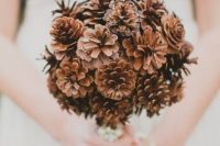 a natural pinecone wedding bouquet