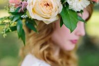 a gorgeous flower crown with roses