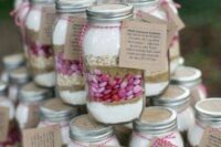 edible mason jar wedding favors with candies, twine and tags are amazing for a wedding, serve your edible favors in jars
