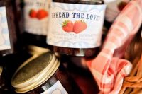 homemade strawberry jam in jars is a great wedding favor idea for a summer celebration