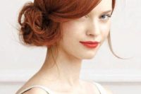a cute side messy updo with a volume on top is a chic hairstyle that you can DIY