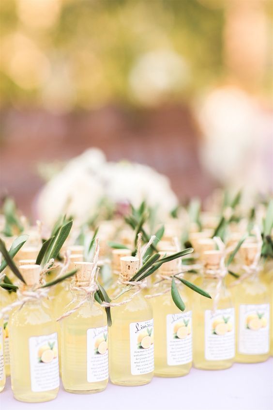 Limoncello wedding favors are delicious and they will taste like Tuscany reminding your guests of your wedding