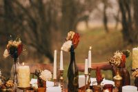 a bright fall wedding tablescape