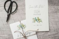 elegant wedding invitations with love birds printed will be a perfect idea for a vintage wedding with a rustic feel